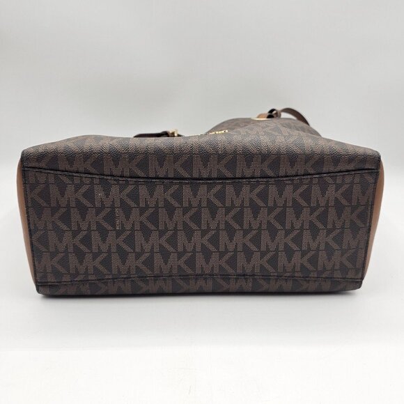 Michael Kors Walsh MK Logo Handbag Tote Purse Brown Tan Gold MSRP $278 - Picture 6 of 16